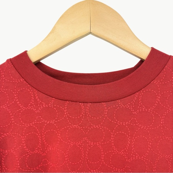 Coach Women’s Signature Logo Cropped Boxy Crew Neck T-Shirt | Size XS | Red - Picture 10 of 12